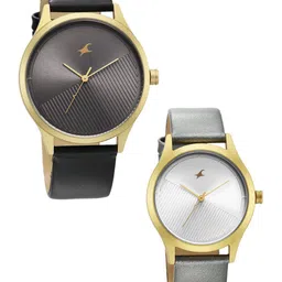 Fastrack Pack of 2 Aluminium Dial & Leather Straps Analogue Watch 6803168033AL01 image 2
