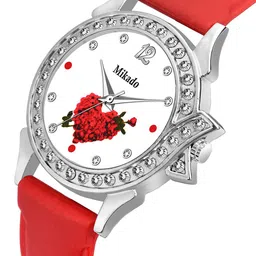 Mikado Women  Brass Embellished Dial & Red Straps Analogue Watch Red Cherry image 2