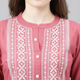 ANANDITA Ethnic Motifs Embroidered Thread Work Detailed Pleated A-Line Kurta image 4