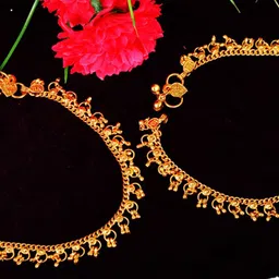 MEENAZ Set Of 2 Gold-Plated & Beaded Anklet-picture-22