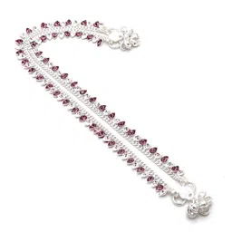 Jewar Mandi Silver-Plated CZ Stone Studded Anklets image 2