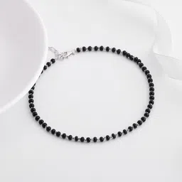 GIVA 925 Sterling Silver Rhodium-Plated Beaded Anklet image 3
