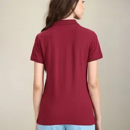 U.S. Polo Assn. Women Polo Collar Slim Fit Cotton T-shirt image 4