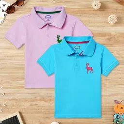 ZION Boys Pack of 2 Graphic Printed Polo Collar Bio Finish T-shirt-picture-29