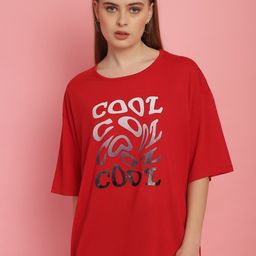 mack jonney VIMAL JONNEY Women Typography Printed Drop-Shoulder Sleeves Applique T-shirt-picture-12