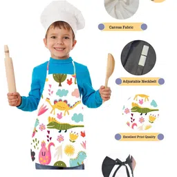 THEYAYACAFE Kids White Printed Canvas Apron image 3