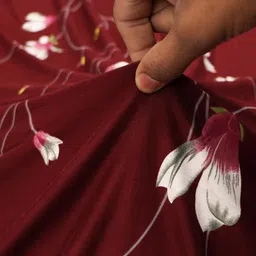 Aura Maroon & White Printed Polyester 1 Piece Sofa Cover With Arms image 5