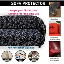 Stuff N' Fluff Black & White 3 Pieces Printed 5 Seater Sofa Cover With Arms image 2