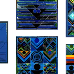 Adventures India Blue & Black 5 Piece Abstract Wooden Painting Wall Art-picture-34