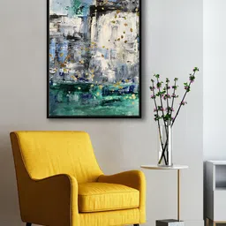 999Store Modern Cream & Green Abstract Canvas Painting Framed Wall Art-image-76