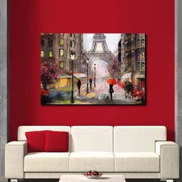 SPACE OF JOY Grey & Red An Evening In Paris Canvas Painting Wall Art-image-56