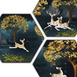 PnF Green & Yellow 3 Pieces Wooden Wall Art-picture-15