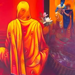 Wallpics Red & Orange Radha Krishna Religious Wall Poster-picture-11