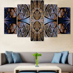 WENS Set Of 5 Blue & Brown Modern Art Printed Wall Art-image-76