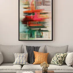 999Store White & Red Abstract Painting Floating Framed Wall Art-image-60