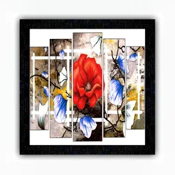 PnF Black & Red Floral Wooden Painting Wall Art-image-49
