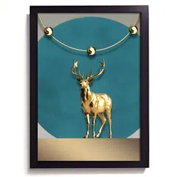 RANDOM Blue & Gold-Toned Abstract Painting Wall Art-image-82