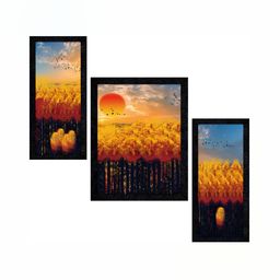 PnF Black & Yellow 3 Pieces Floral and Botanical Wall Arts-picture-7