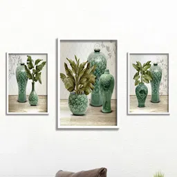 SAF Green & White 3 Pieces Painting Wall Art-picture-30