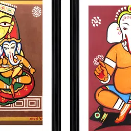 Adventures India Orange & Brown 2 Piece Wooden Painting Wall Art-picture-11