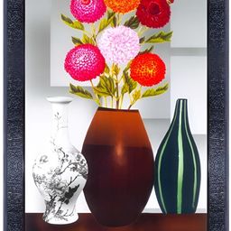 PnF Black & Red Wooden Floral and Botanical Painting Wall Art-picture-4