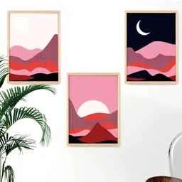 SAF Pink & Black 3 Pieces Printed Modern Wall Art-picture-15