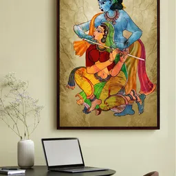 999Store Brown Radha Krishna Printed Framed Wall Art-picture-25