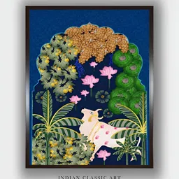 INDIAN CLASSIC ART Blue & Green Canvas Paintings Wall Art-picture-25