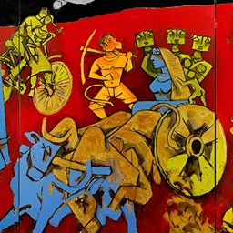 Adventures India Red & Blue Wooden Painting Wall Art-picture-15
