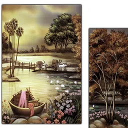 PnF Yellow & Multicoloured 3 Pieces Wooden Floral and Botanical Wall Art-picture-16