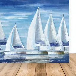 British Terminal Blue & White Boats And Sea Waterproof Canvas Print Poster-image-8