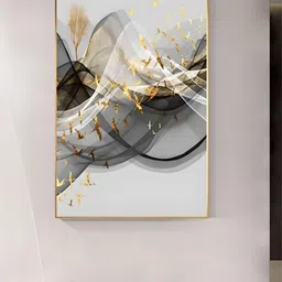 THE HANDMADE FLAIR Crystal Porcelain Grey & Black Deer Mountain Painted Wall Art-image-98
