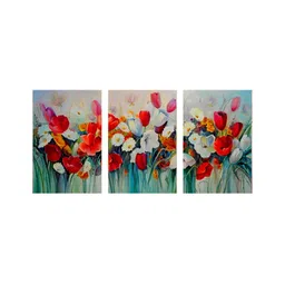 999Store Green & Red 3 Piece Canvas Floral and Botanical Paintings Wall Art-image-67