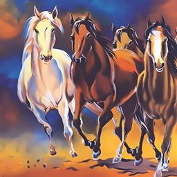 British Terminal Blue & Brown Birds and Animals Horse Wall Paintings-picture-21