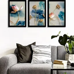 WENS Set Of 3 Multicoloured Floral Wall Art Painting-image-12