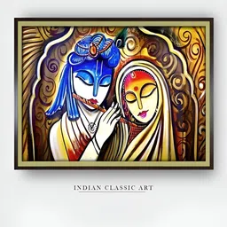 INDIAN CLASSIC ART White & Blue Radha Krishna Wooden Paintings Wall Art-picture-37