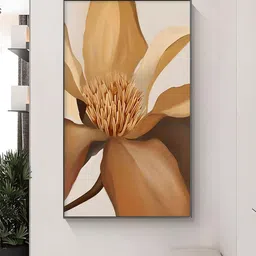 THE HANDMADE FLAIR Beige & Brown Floral Painting Framed Wall Art-picture-12