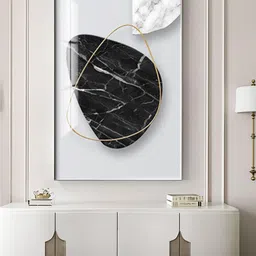THE HANDMADE FLAIR Black & White Marble Curves Painted Wall Art-image-44