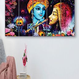 SAF Blue & Pink 5 Pieces Radha Krishna Printed Wooden UV Textured  Wall Arts-picture-35