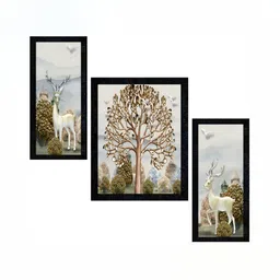 PnF Black & Beige 3 Pieces Birds And Animals Wall Arts-image-52
