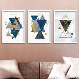 Aura White & Blue 3 Piece Wooden Abstract Wall Art-picture-13