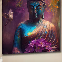 Aura Blue & Purple Lord Buddha Canvas Religious Wall Painting-picture-20