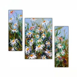 PnF Green & White 3Pcs Wooden Floral And Botanical Wall Paintings-picture-13