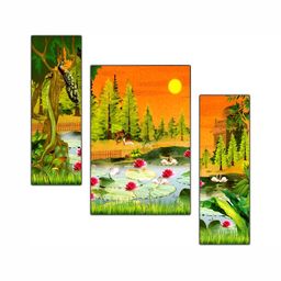 PnF Orange & Green 3 Piece Wooden Floral and Botanical Wall Paintings-picture-24