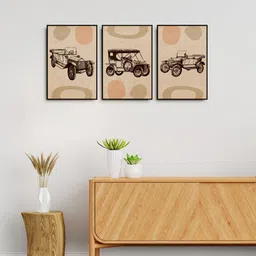 999Store Set Of 3 Brown Abstract Painting Wall Art-image-81