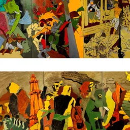 Adventures India Green & Orange 2Pcs Wooden Other Wall Paintings-picture-19
