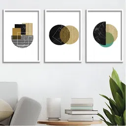 Aura White & Black 3 Pieces Wood Abstract Wall Paintings-picture-33