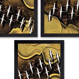 PnF Black & White 3 Pieces Wooden Birds and Animals Painting Wall Art-picture-0