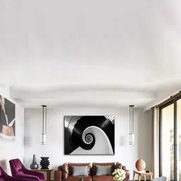 SPACE OF JOY Black & Grey Canvas Spiral Artistic Stairs Painting Wall Art-picture-19