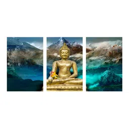 999Store Blue & Gold-Toned 3 Pieces Canvas Wall Art-image-93